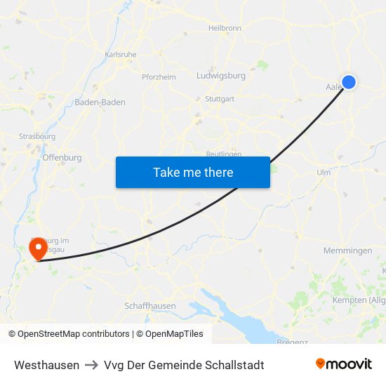 Westhausen to Vvg Der Gemeinde Schallstadt map