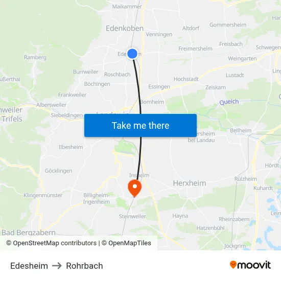 Edesheim to Rohrbach map