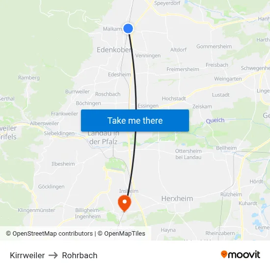 Kirrweiler to Rohrbach map
