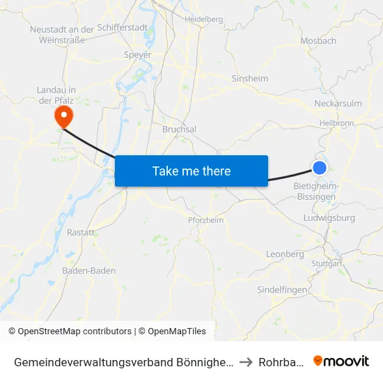 Gemeindeverwaltungsverband Bönnigheim to Rohrbach map