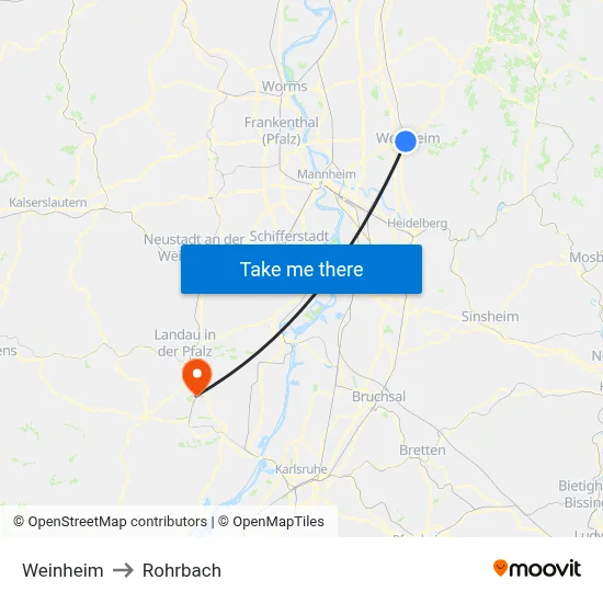 Weinheim to Rohrbach map
