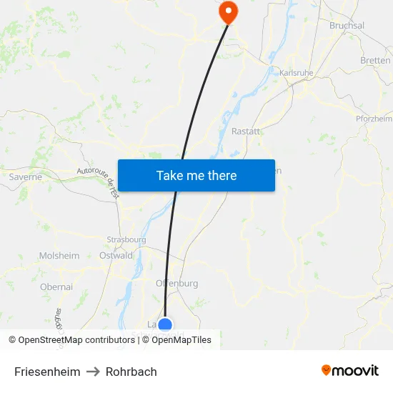 Friesenheim to Rohrbach map