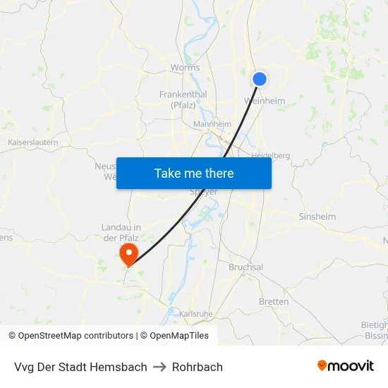 Vvg Der Stadt Hemsbach to Rohrbach map