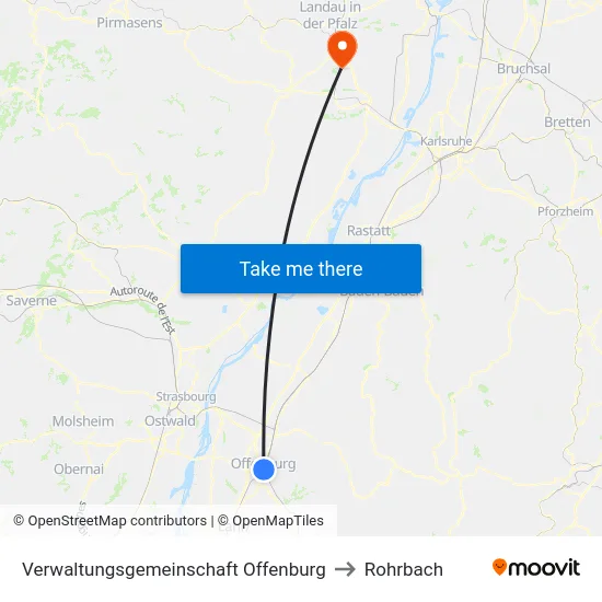 Verwaltungsgemeinschaft Offenburg to Rohrbach map