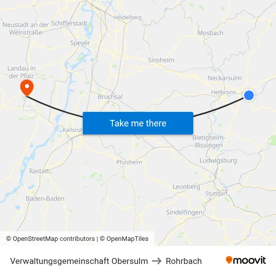 Verwaltungsgemeinschaft Obersulm to Rohrbach map