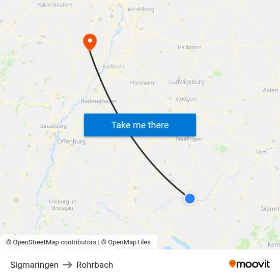 Sigmaringen to Rohrbach map