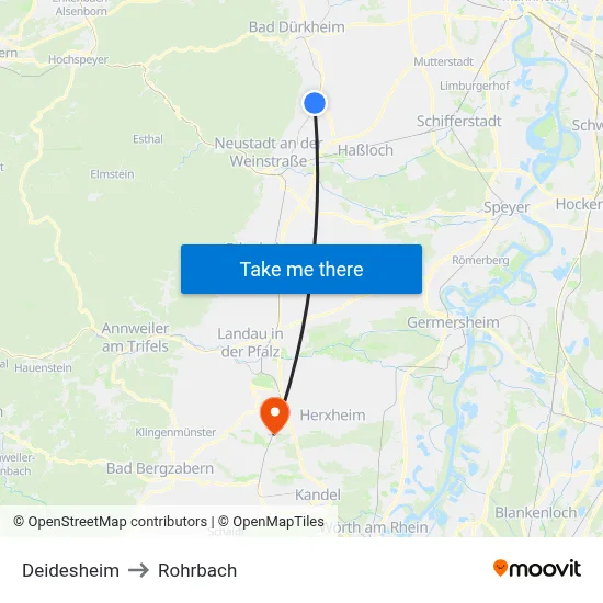 Deidesheim to Rohrbach map