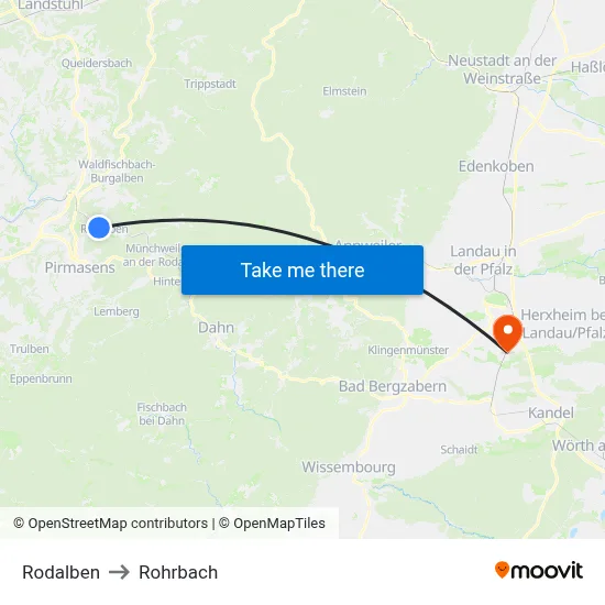 Rodalben to Rohrbach map
