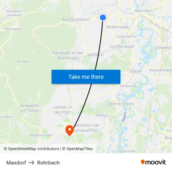 Maxdorf to Rohrbach map