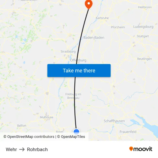 Wehr to Rohrbach map