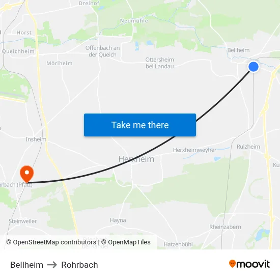 Bellheim to Rohrbach map