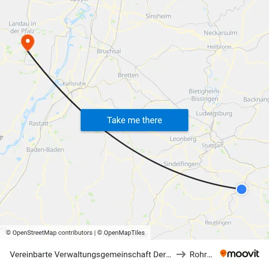 Vereinbarte Verwaltungsgemeinschaft Der Stadt Nürtingen to Rohrbach map