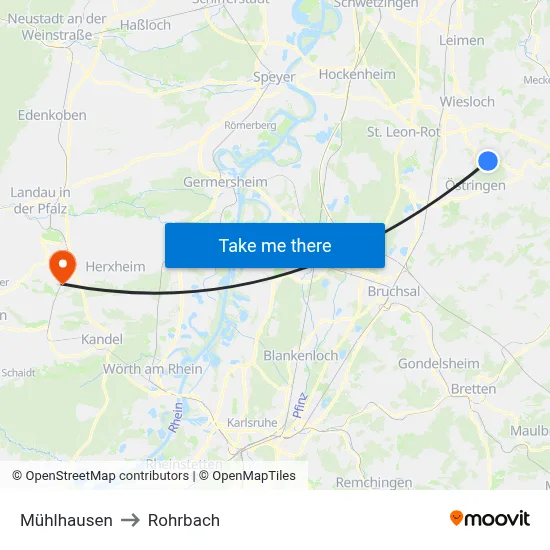 Mühlhausen to Rohrbach map