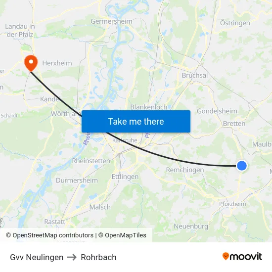 Gvv Neulingen to Rohrbach map