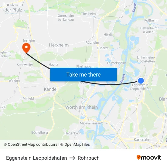 Eggenstein-Leopoldshafen to Rohrbach map