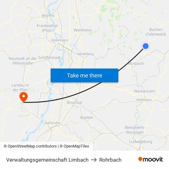 Verwaltungsgemeinschaft Limbach to Rohrbach map