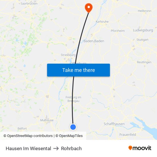 Hausen Im Wiesental to Rohrbach map