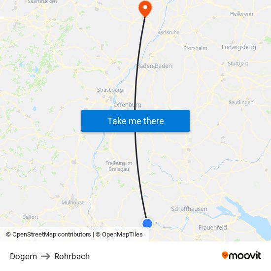 Dogern to Rohrbach map