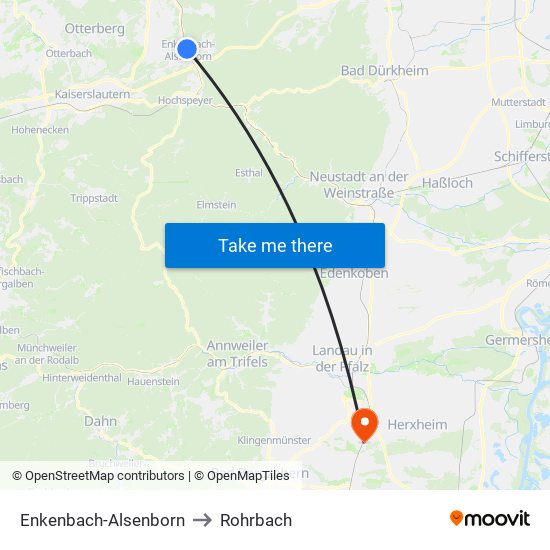 Enkenbach-Alsenborn to Rohrbach map