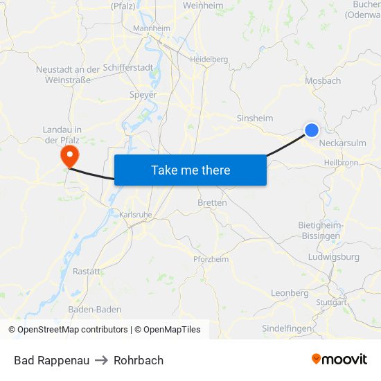 Bad Rappenau to Rohrbach map