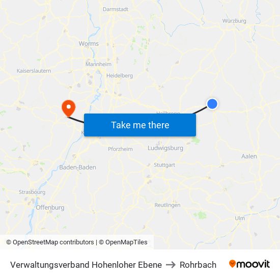 Verwaltungsverband Hohenloher Ebene to Rohrbach map