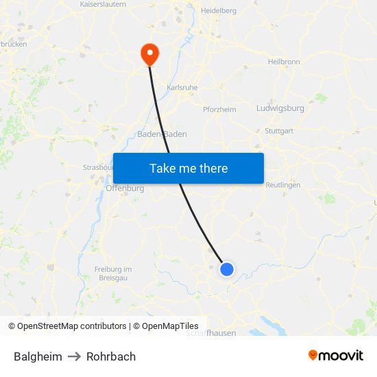 Balgheim to Rohrbach map