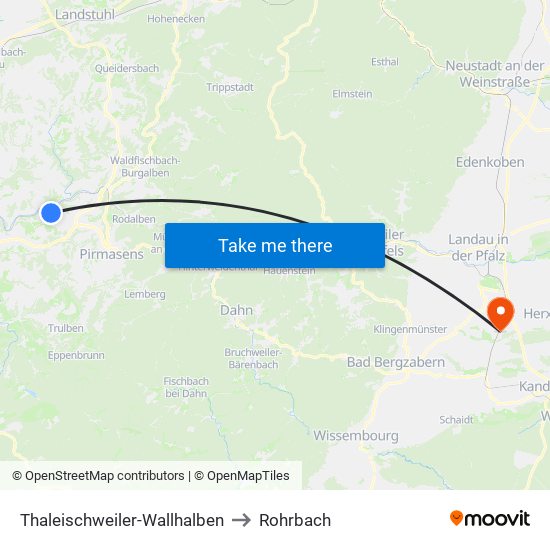 Thaleischweiler-Wallhalben to Rohrbach map