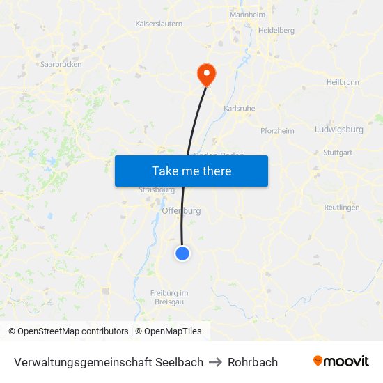 Verwaltungsgemeinschaft Seelbach to Rohrbach map