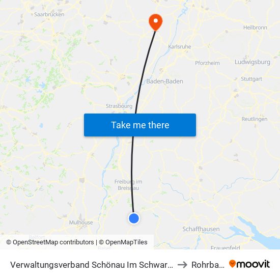 Verwaltungsverband Schönau Im Schwarzwald to Rohrbach map