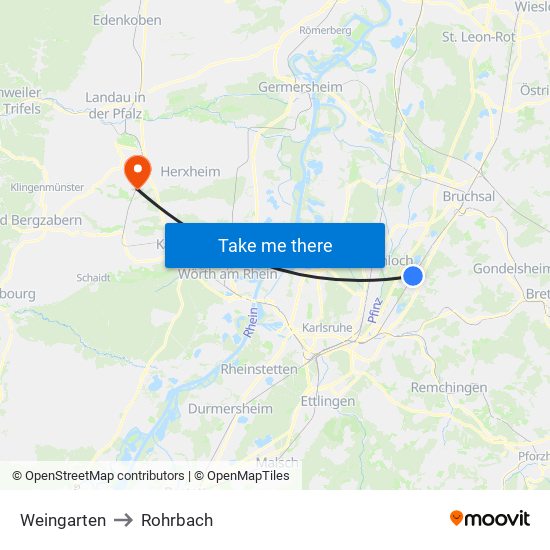 Weingarten to Rohrbach map
