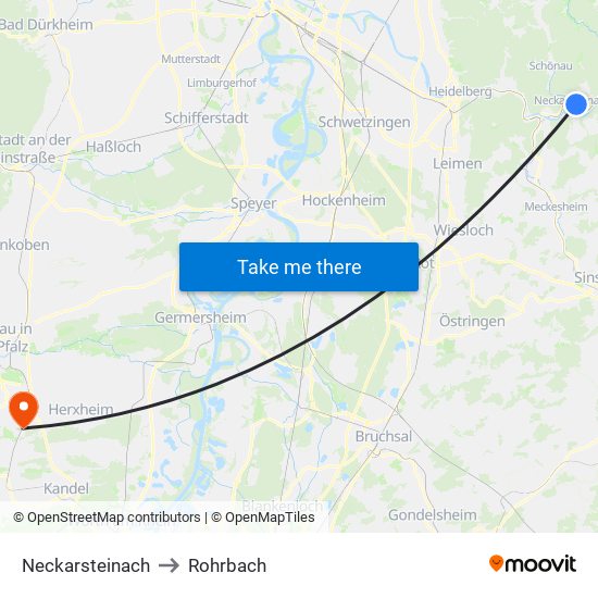 Neckarsteinach to Rohrbach map