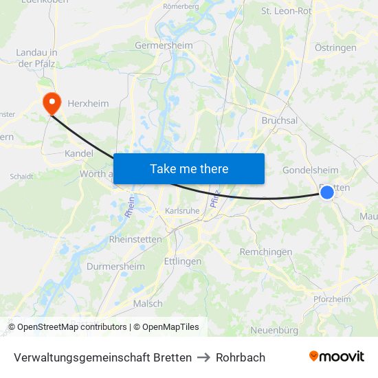 Verwaltungsgemeinschaft Bretten to Rohrbach map
