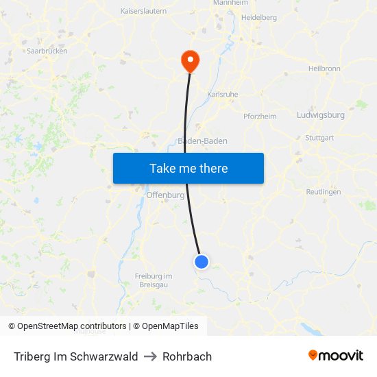 Triberg Im Schwarzwald to Rohrbach map