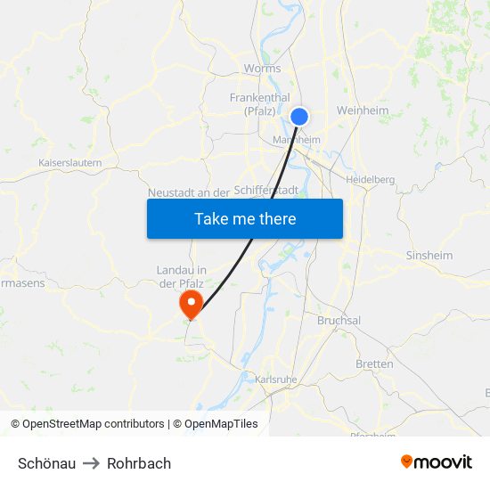 Schönau to Rohrbach map