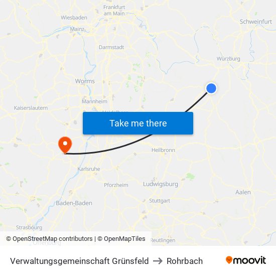 Verwaltungsgemeinschaft Grünsfeld to Rohrbach map