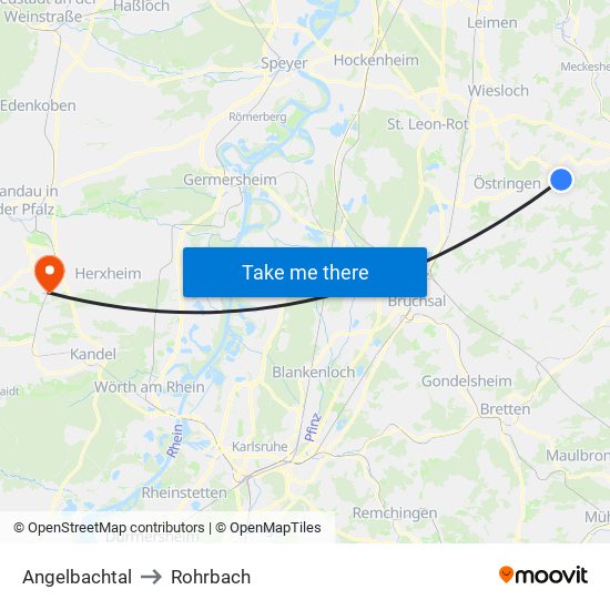 Angelbachtal to Rohrbach map