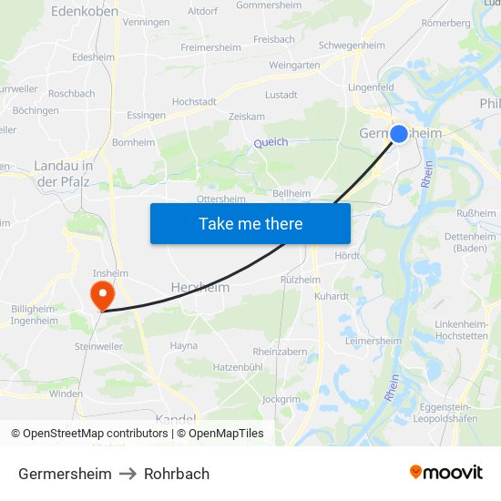 Germersheim to Rohrbach map