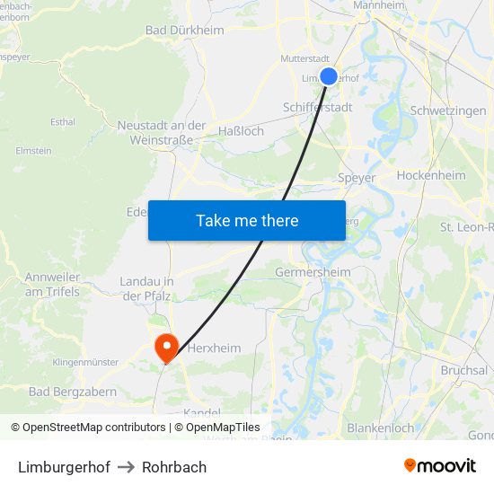 Limburgerhof to Rohrbach map