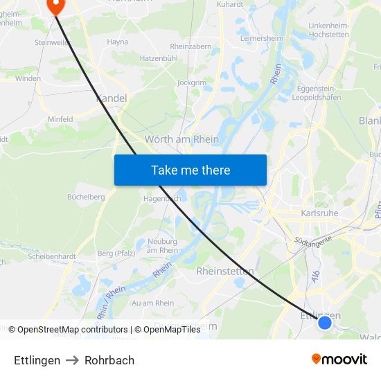 Ettlingen to Rohrbach map