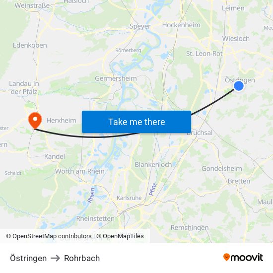 Östringen to Rohrbach map