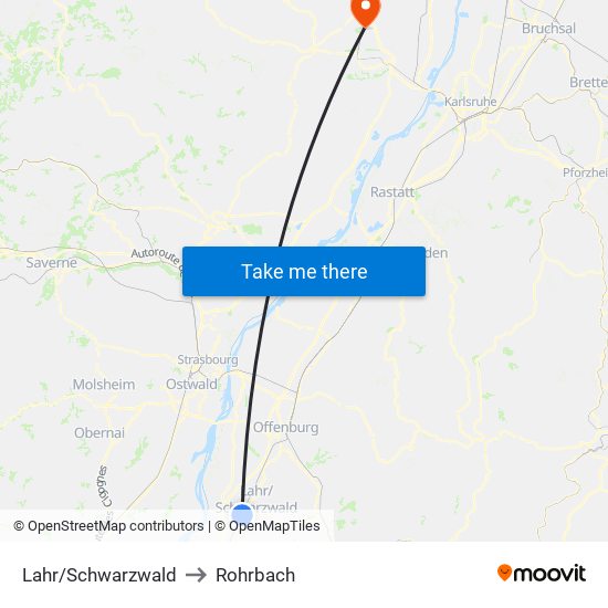 Lahr/Schwarzwald to Rohrbach map