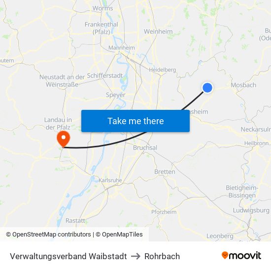 Verwaltungsverband Waibstadt to Rohrbach map