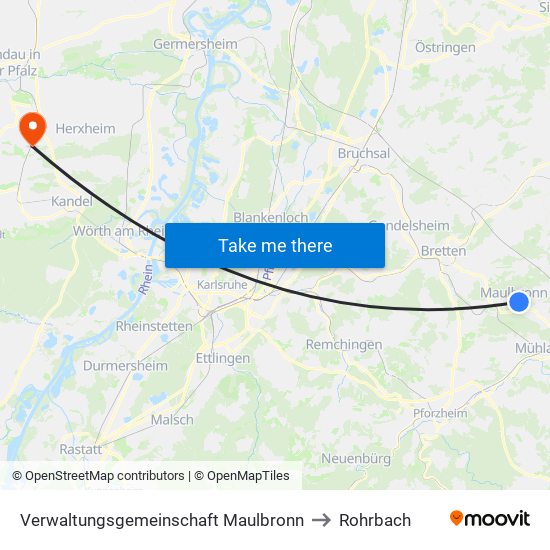 Verwaltungsgemeinschaft Maulbronn to Rohrbach map