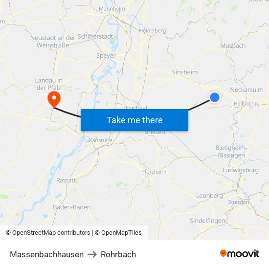 Massenbachhausen to Rohrbach map