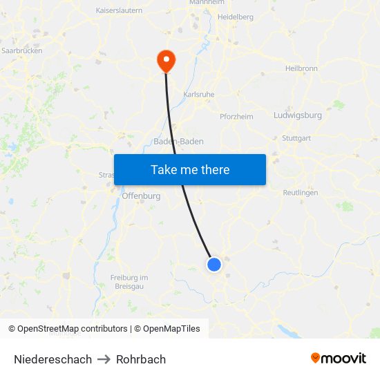 Niedereschach to Rohrbach map