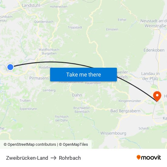 Zweibrücken-Land to Rohrbach map