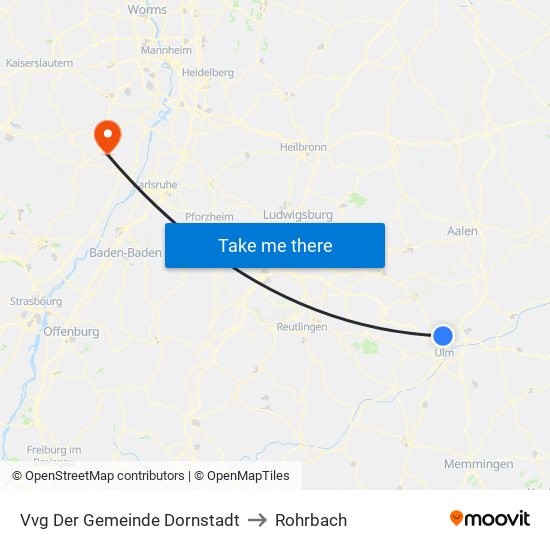 Vvg Der Gemeinde Dornstadt to Rohrbach map