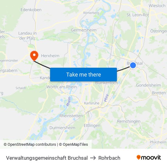 Verwaltungsgemeinschaft Bruchsal to Rohrbach map