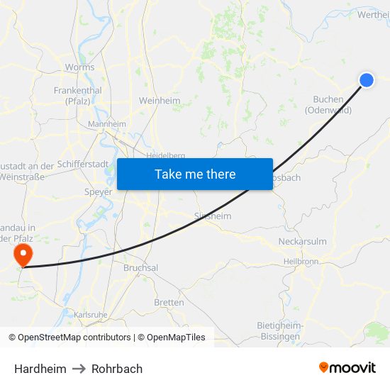 Hardheim to Rohrbach map