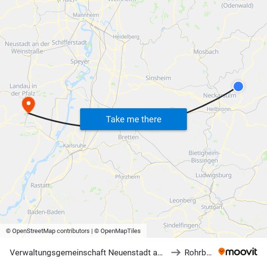 Verwaltungsgemeinschaft Neuenstadt am Kocher to Rohrbach map